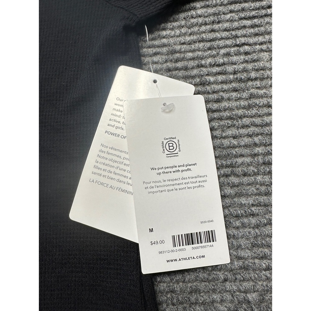 Athleta Wind Down Sleep Top Womens Medium Black Henley Long Sleeve Ribbed - Picture 7 of 8